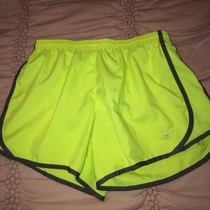 Neon yellow nike shorts